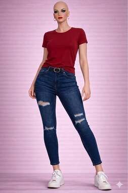 Free People Distressed Skinny Jeans Size 26 Dark Wash Stretch Women